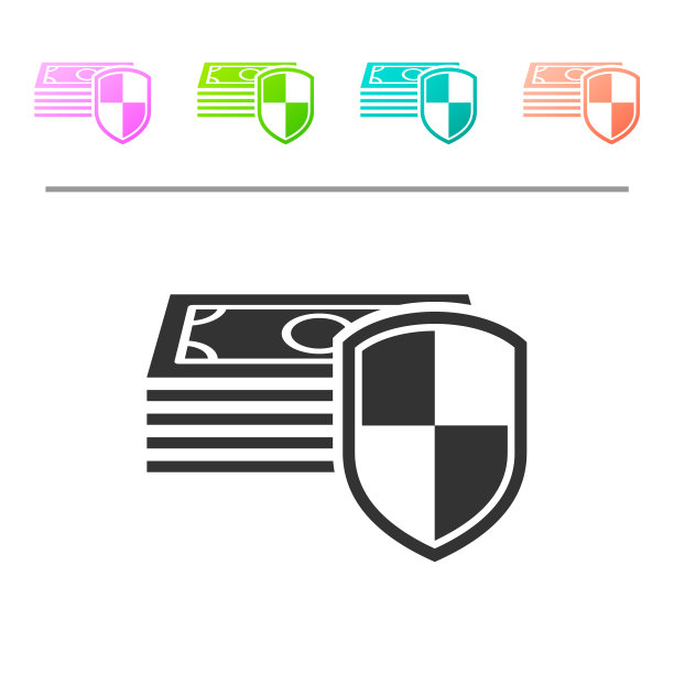 灰色货币保护图标上的白色背景图片下载