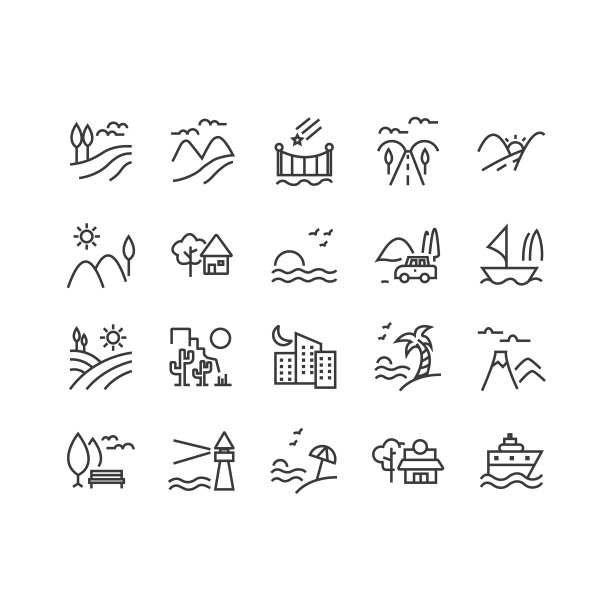 设置横向相关的线条图标图片下载