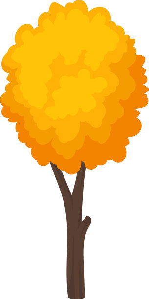 小的秋天树，嫩叶橙黄色图片下载