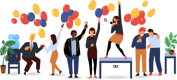 扁平商务人士的公司派对舞蹈图片下载
