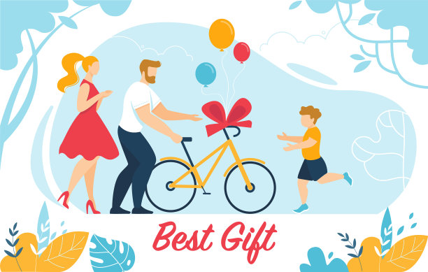 妈妈和爸爸送给小儿子一辆自行车图片下载