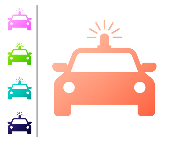 珊瑚警车和警用闪光标志隔离图片下载