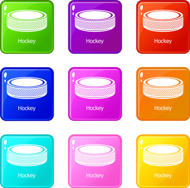 洗衣机曲棍球图标集9个颜色收集图片下载