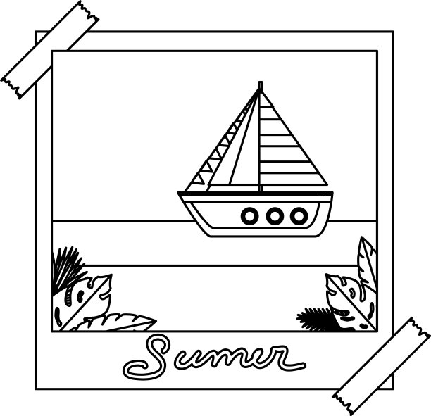 与夏日海滩和帆船的照片快照图片下载