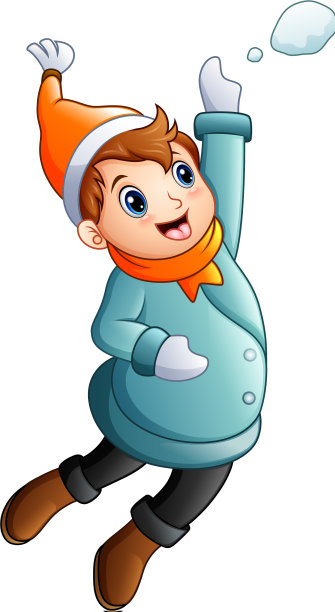 卡通男孩在冬天的衣服跳图片下载