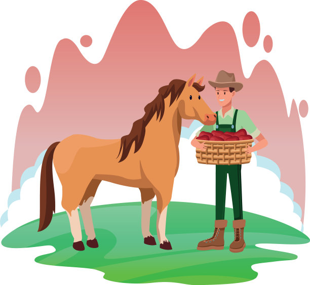 农场动物和农民卡通图片下载