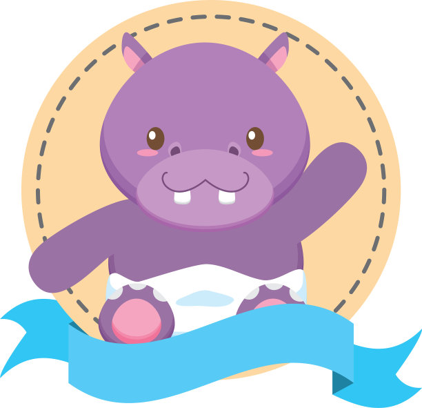 带着丝带的可爱小河马图片下载