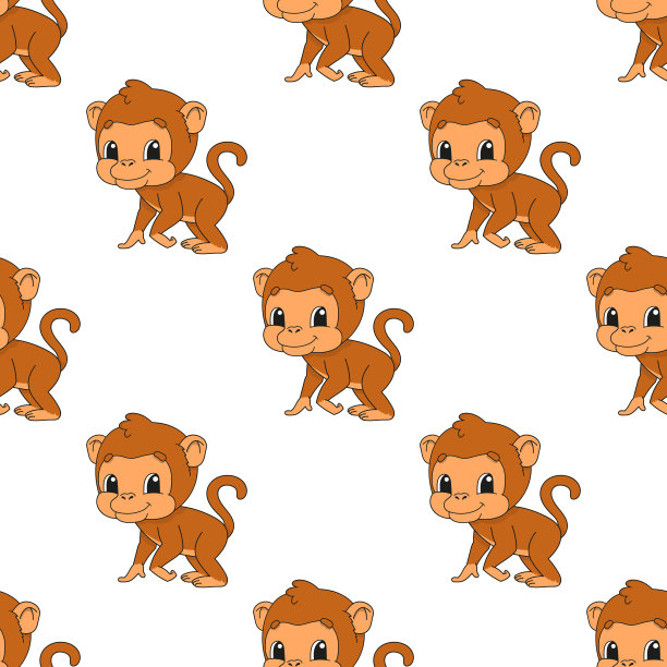 快乐的猴子彩色无缝图案与可爱图片下载