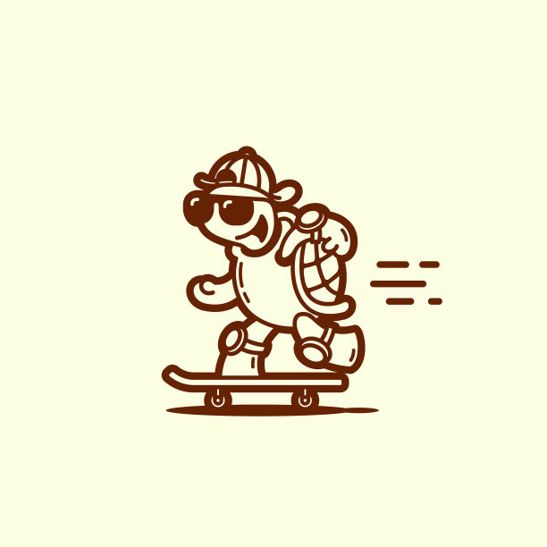 乌龟在滑板上图片下载