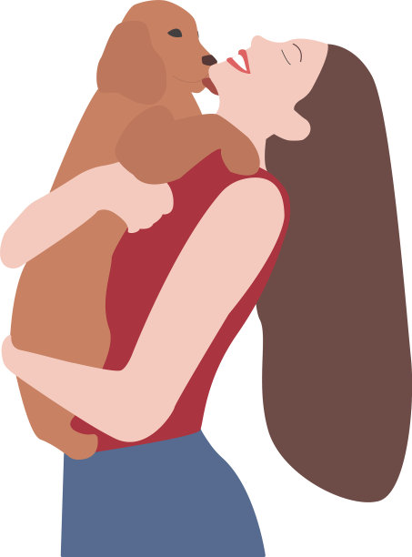 微笑的年轻女子拥抱她的狗图片下载