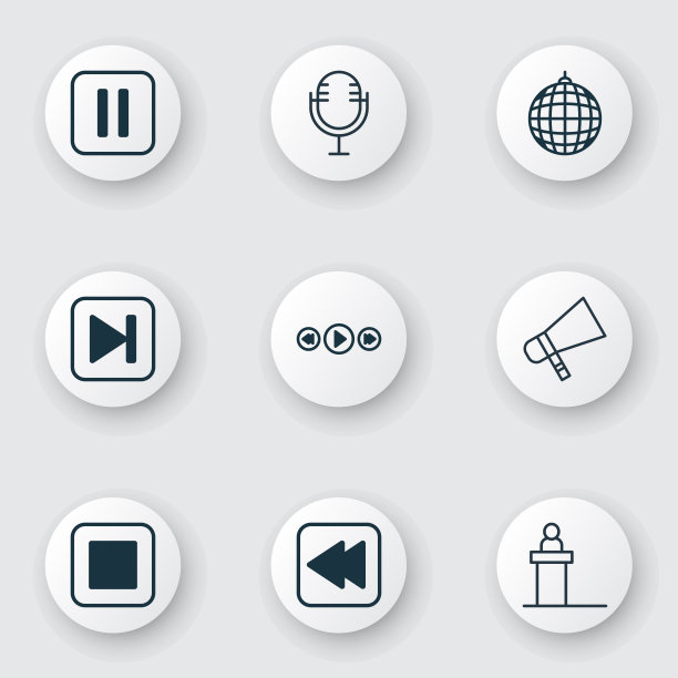 一套9多媒体图标包括迈克舞蹈图片下载