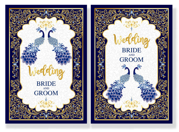 印度的婚礼请柬与蓝色图片下载
