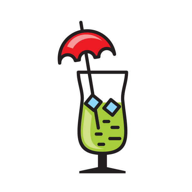 鸡尾酒颜色轮廓图标上的白色背景图片下载