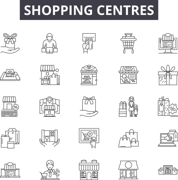 购物中心线图标标志设置图片下载