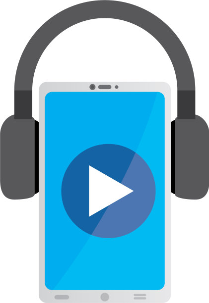 带有耳机图标的智能手机图片下载