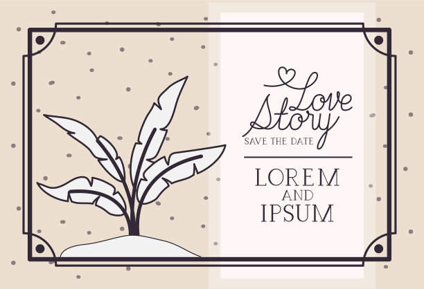 带海洋植物生态场景的爱情故事卡片图片下载