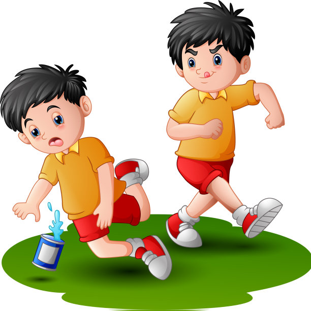 卡通男孩踢人图片下载