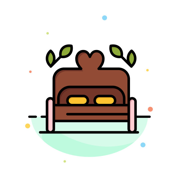 床爱心婚礼抽象平面颜色图标图片下载