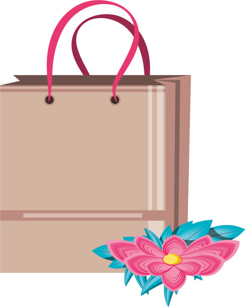 美丽的花与袋购物图片下载