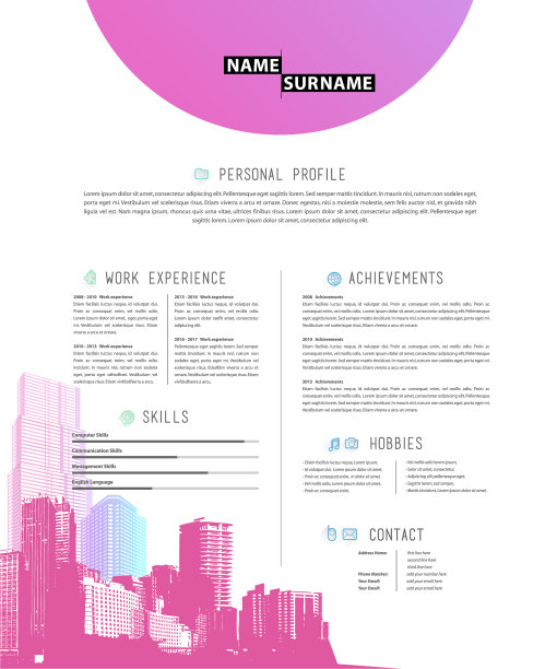 创意简单的简历模板与色彩图片下载
