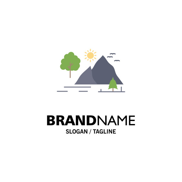 山景观自然山太阳平面颜色图标图片下载