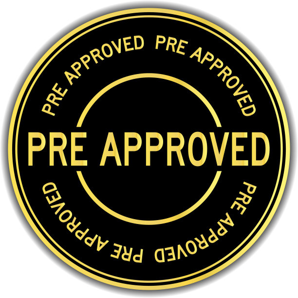 黑色和金色预批准字圆形印章图片下载