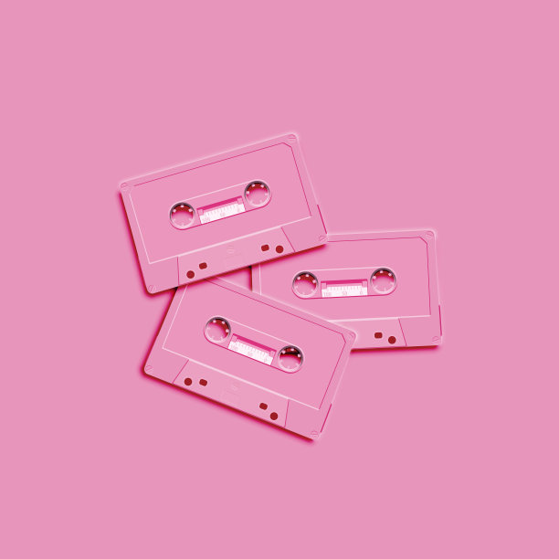 粉彩复古现实的磁带在平坦的背景图片下载