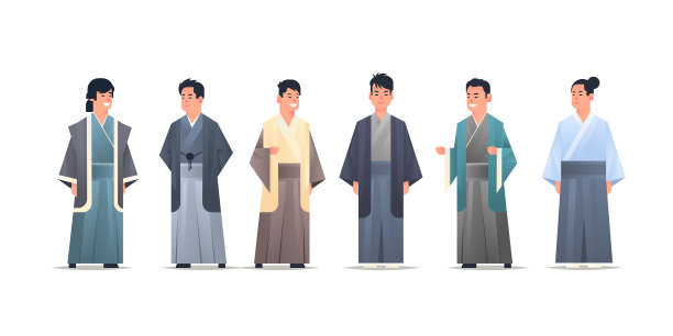 让穿着传统服装的亚洲人微笑图片下载