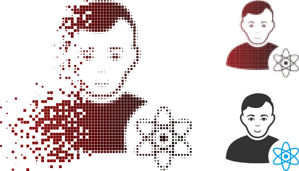 损坏的像素半色调原子科学家图标图片下载