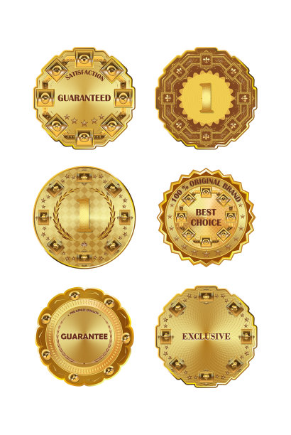 白色上的金色金属设计元素图片下载