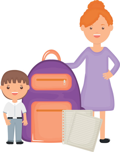 可爱的小学生男孩和女老师图片下载