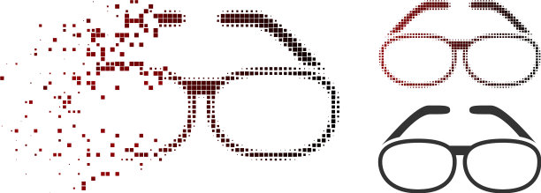 消散像素半色调眼镜图标图片下载