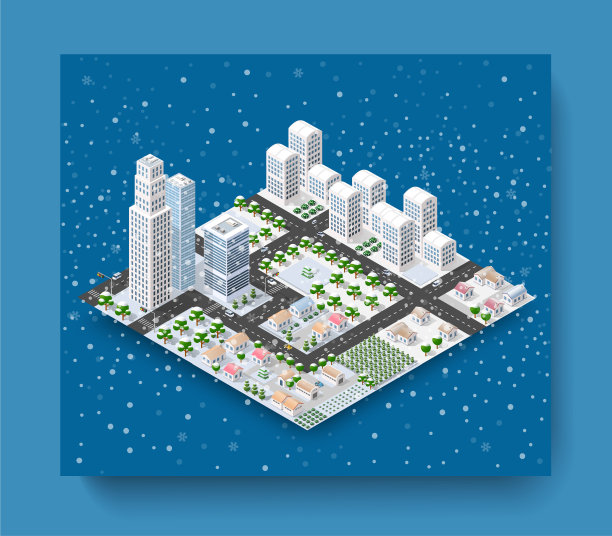 圣诞节城市等距图片下载