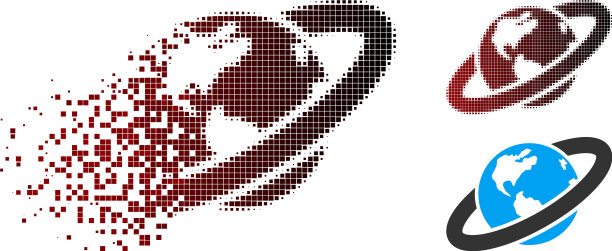 分解像素半色调环形行星图标图片下载