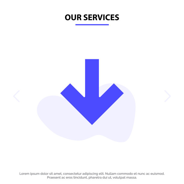 我们的服务箭头向下返回固体字形图标web图片下载