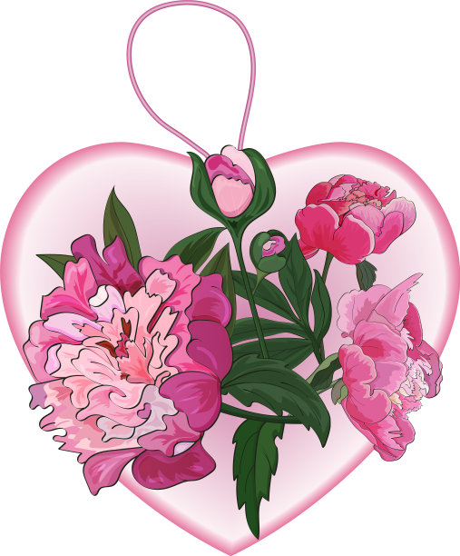 粉色牡丹心吊坠图片下载