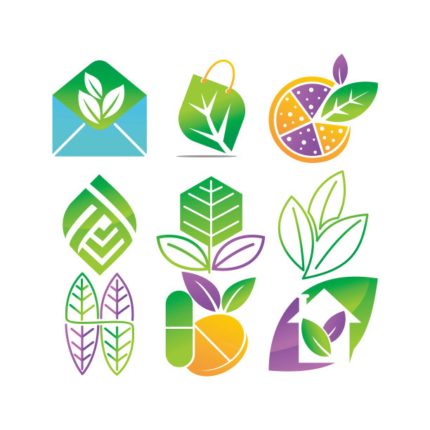 叶子标志设计模板集图片下载