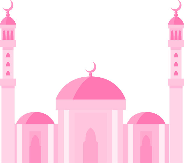 粉红色清真寺建筑图片下载