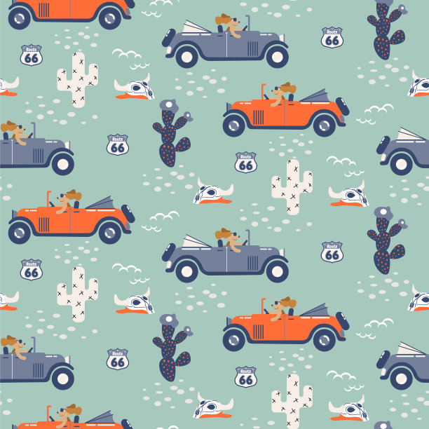 无缝模式与狗在汽车上图片下载