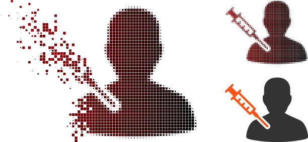 闪耀像素半色调患者疫苗接种图标图片下载