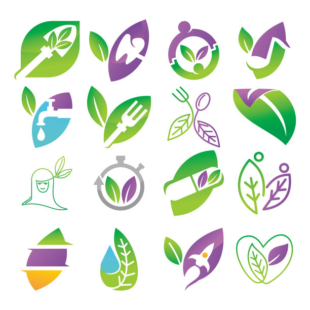 叶子标志设计模板集图片下载