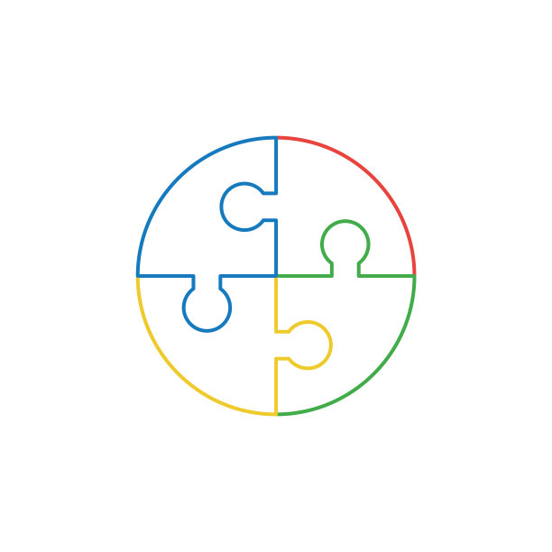 圆形四块拼图概念图标图片下载