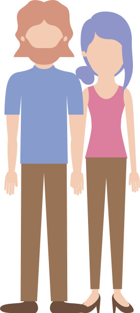 无脸夫妇彩色剪影和两者图片下载