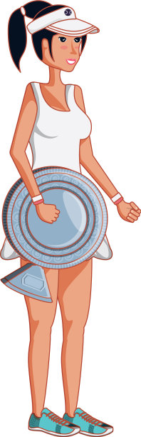 女子网球比赛与奖杯图片下载