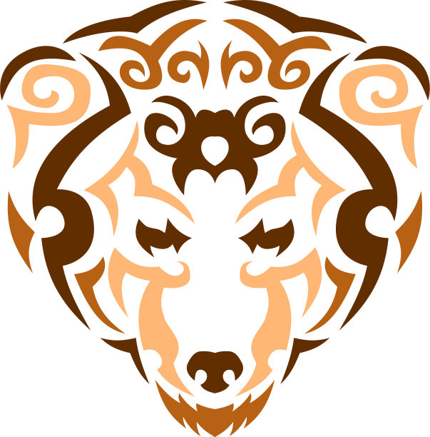 部落熊颜色动物印花t图片下载