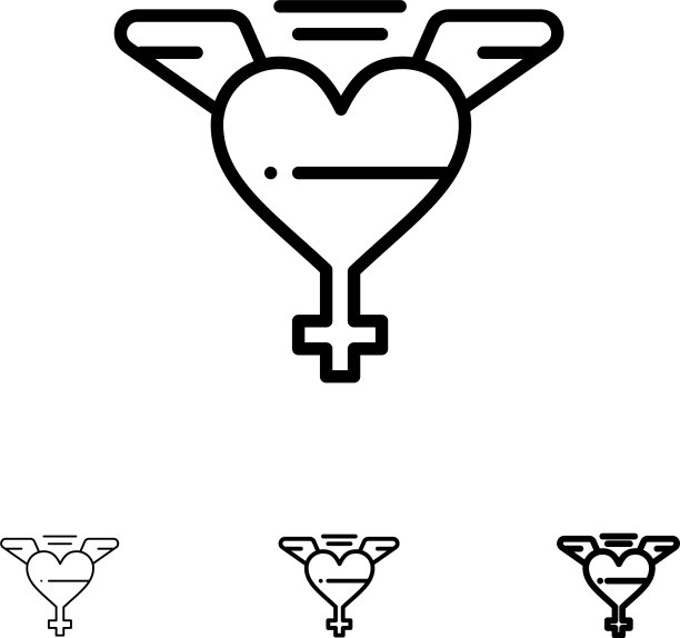 心翼爱粗细黑线图标集图片下载