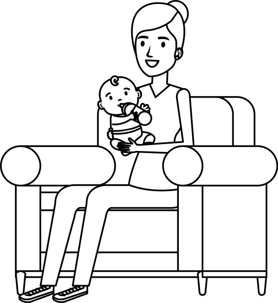 妈妈把小脚垫抬在沙发上图片下载