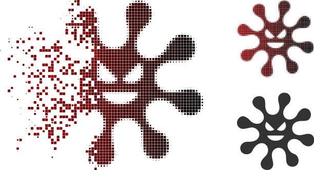 移动像素半色调邪恶细菌图标图片下载