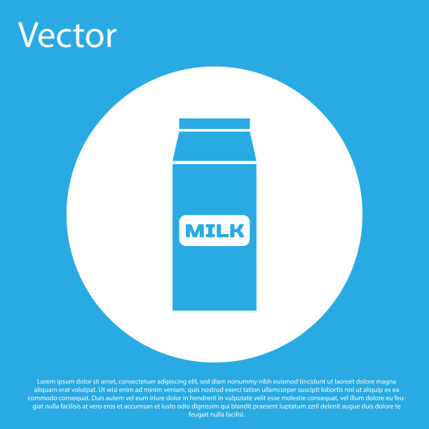 蓝色纸包装的牛奶图标隔离在蓝色图片下载