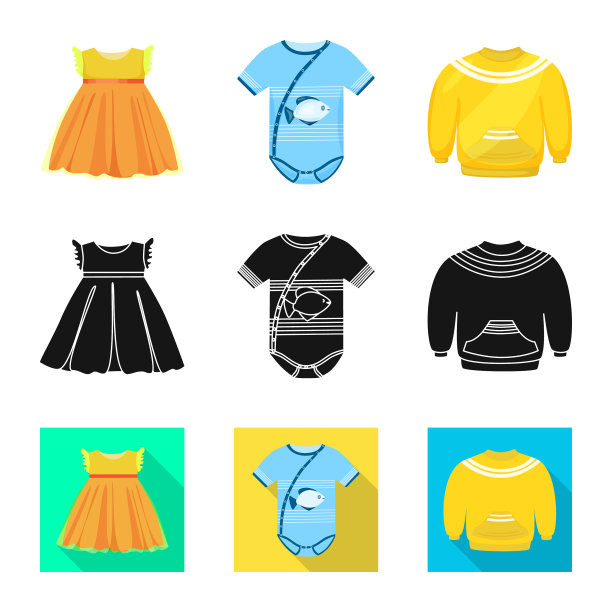 孤立对象时尚和服装符号集图片下载
